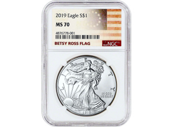 2019 1 oz American Silver Eagle NGC Betsy Ross Label MS70