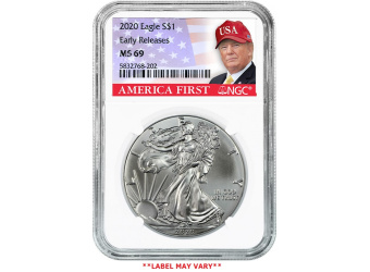 2020 $1 American Silver Eagle Donald Trump Label MS69