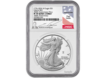 1776-2026-W 1 oz American Silver Eagle Liberty Bell Privy Paul Hollis Signed NGC PR70