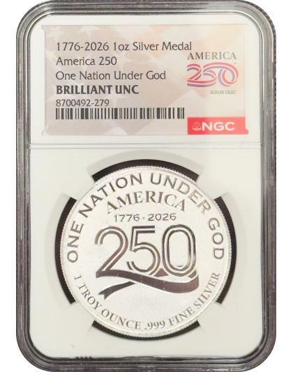 1776-2026 America 250 1 oz Silver Medal NGC BU