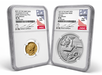 1916 (2026) Best of the Mint Mercury Dime Gold Coin and Silver Medal Set NGC SP70 U.S. Mint Director Paul Hollis Signature