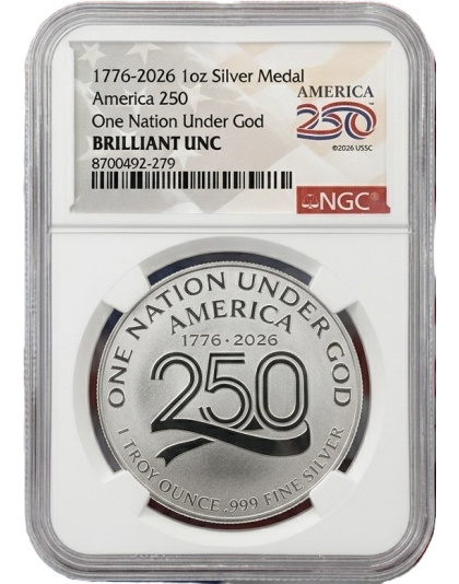 1776-2026 America 250 1 oz Silver Medal NGC BU