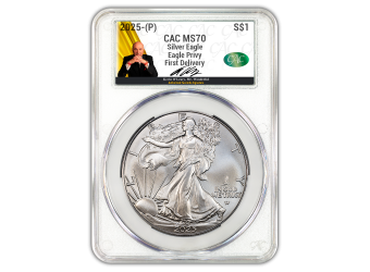 2025 (P) 1 oz American Silver Eagle w/ Eagle Privy CACG Kevin O'Leary Facsimile Signature MS70